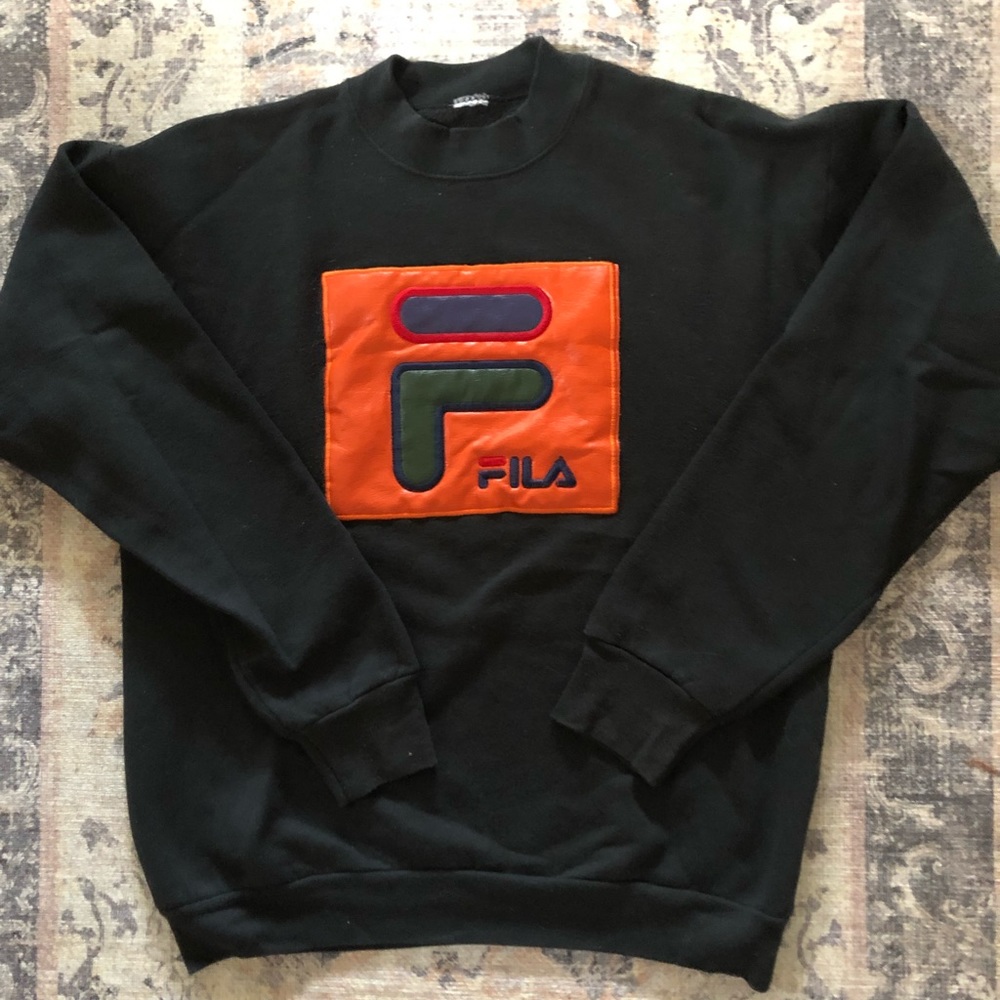 FILA Vintage Crewneck Sweatshirt Black with Orange